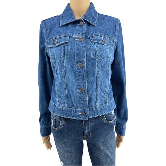 Faded Glory MEDIUM Blue Stonewash Denim Button Up Country Western Jean Jacket - Picture 2 of 8